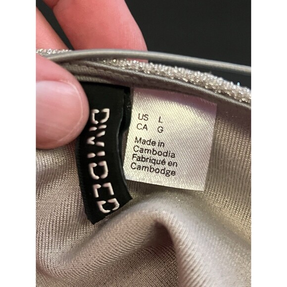 H&M Divided Womens Large Sparkle Silver Backless Spaghetti Cross Back Mini Dress - Picture 4 of 5